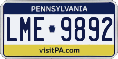 PA license plate LME9892
