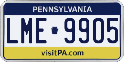 PA license plate LME9905
