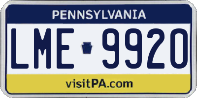 PA license plate LME9920