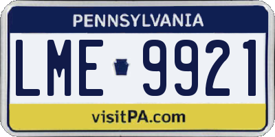PA license plate LME9921