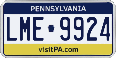 PA license plate LME9924