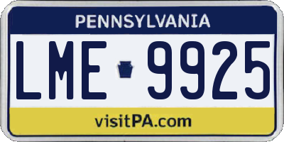 PA license plate LME9925