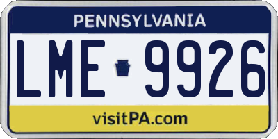 PA license plate LME9926