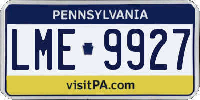 PA license plate LME9927