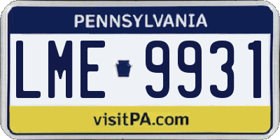 PA license plate LME9931