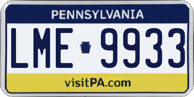 PA license plate LME9933