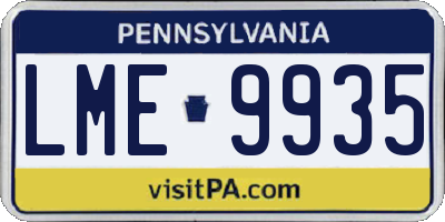PA license plate LME9935