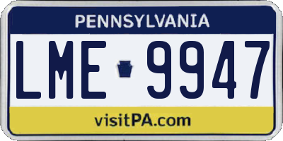 PA license plate LME9947