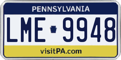 PA license plate LME9948