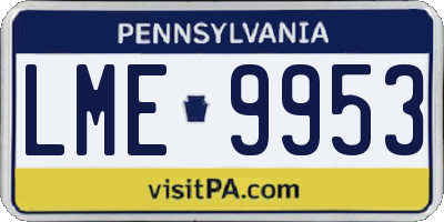 PA license plate LME9953