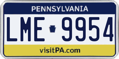PA license plate LME9954