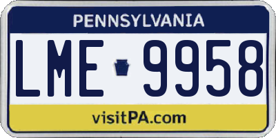 PA license plate LME9958