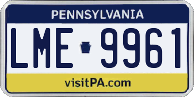 PA license plate LME9961