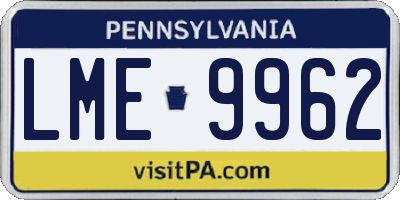 PA license plate LME9962
