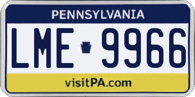 PA license plate LME9966