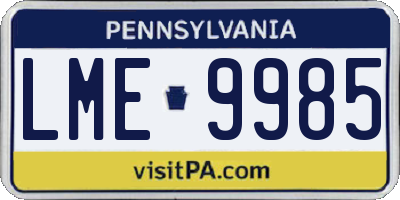 PA license plate LME9985