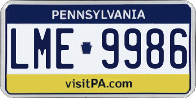PA license plate LME9986