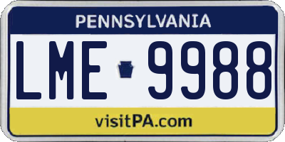 PA license plate LME9988