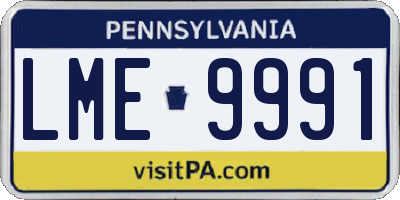 PA license plate LME9991