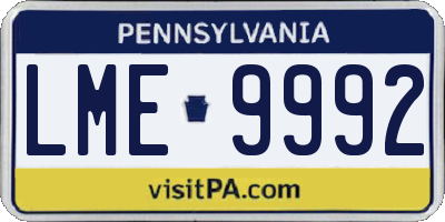 PA license plate LME9992