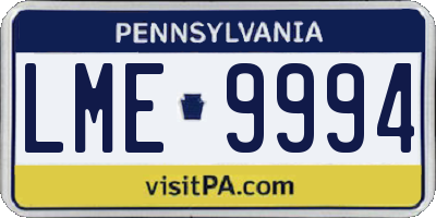 PA license plate LME9994
