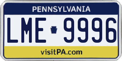 PA license plate LME9996