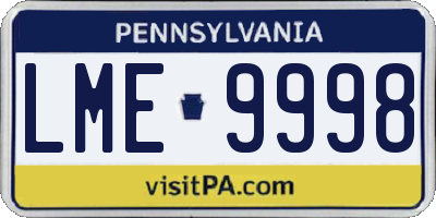 PA license plate LME9998