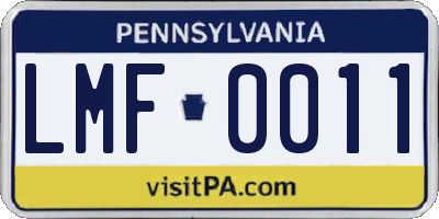 PA license plate LMF0011