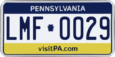 PA license plate LMF0029