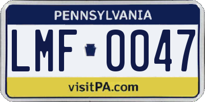 PA license plate LMF0047