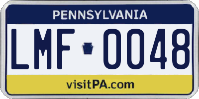 PA license plate LMF0048