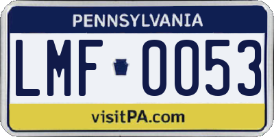 PA license plate LMF0053