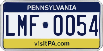 PA license plate LMF0054