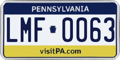 PA license plate LMF0063