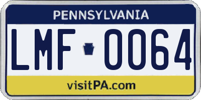 PA license plate LMF0064