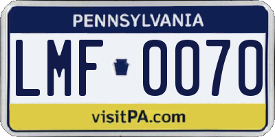 PA license plate LMF0070