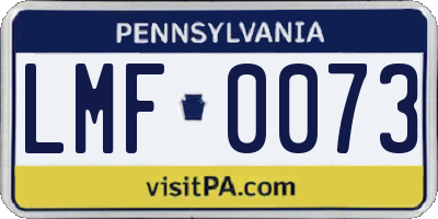 PA license plate LMF0073