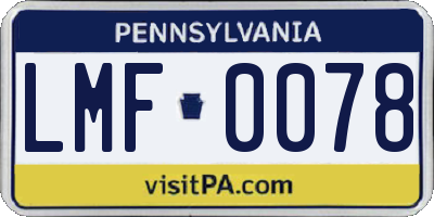 PA license plate LMF0078
