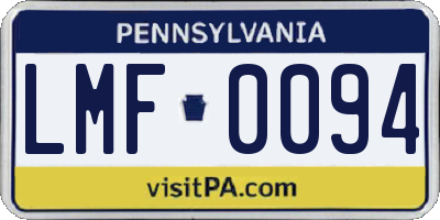 PA license plate LMF0094