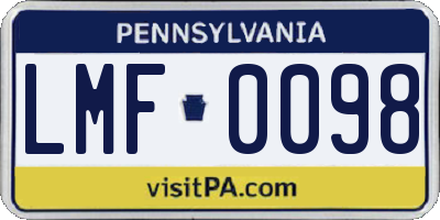 PA license plate LMF0098