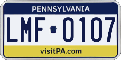 PA license plate LMF0107