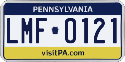 PA license plate LMF0121