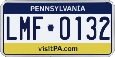 PA license plate LMF0132