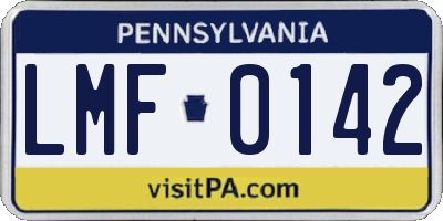 PA license plate LMF0142