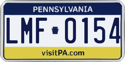 PA license plate LMF0154