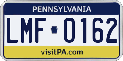 PA license plate LMF0162