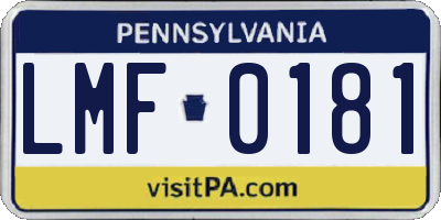 PA license plate LMF0181