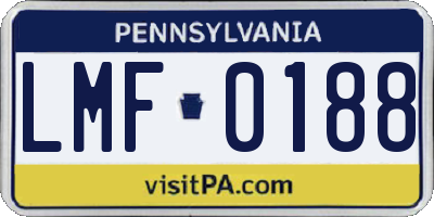 PA license plate LMF0188