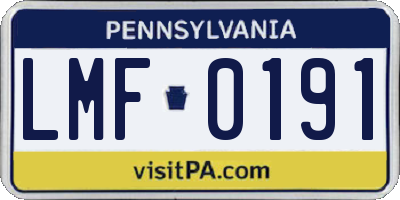 PA license plate LMF0191