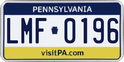PA license plate LMF0196
